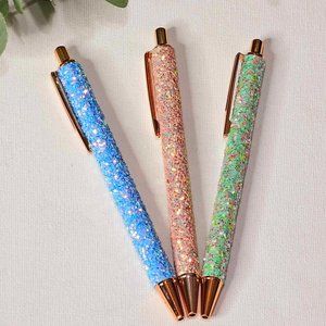 Sequin Glitter Ballpoint Pen - Rose Gold based (3 pack)
